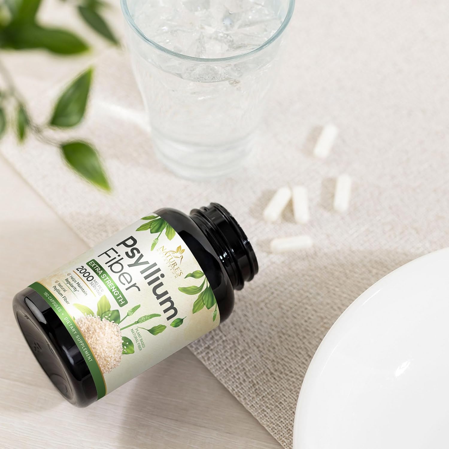 Psyllium Husk Fiber Supplement 2000mg - Extra Strength Psyllium Fiber Powder - Natural Soluble Fiber Pills, Supports Digestion, Colon Health & Regularity, Plant Based, Bottled in USA - 180 Capsules - Image 9