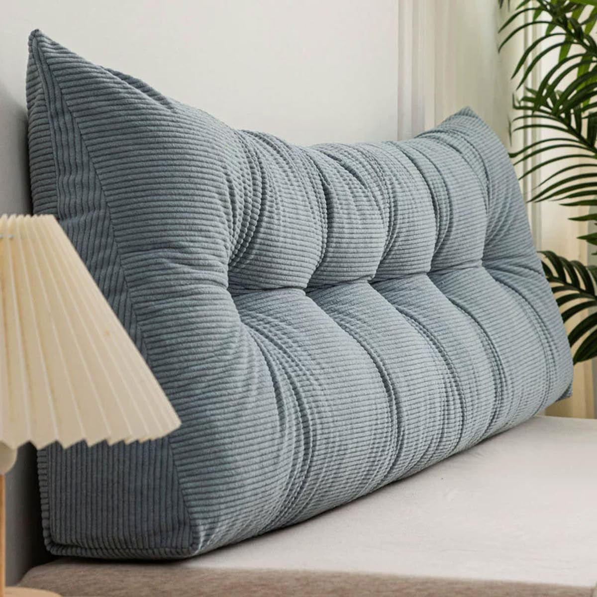 Almohada de cuña para cama y sofá, color azul, 200 x 40 x 12 cm, funda extraíble, soporte de espalda y cojín de posicionamiento lumbar, ideal para mayor comodidad y apoyo postural.