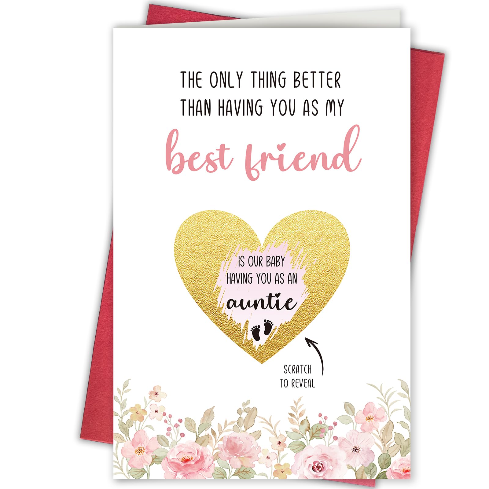Bablira Pregnancy Reveal Scratch Off Card for Best Friend, Funny Pregnancy Announcement Card for Bestie Sister, Surprise Baby Announcement Card