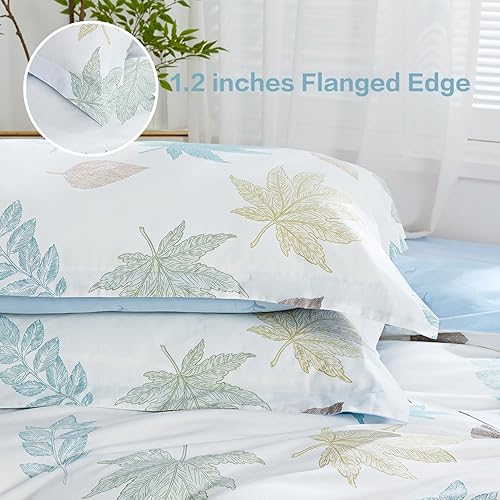 Miniatura 114 de SAPHREAS Juego de funda de edredón de hojas botánicas, tamaño King, 3 piezas, hojas amarillas, juego de funda de edredón 100% algodón suave, 1 funda