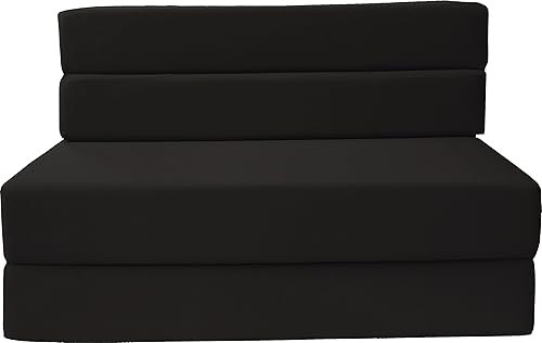 D&D Futon Furniture Colchón de espuma plegable, sofá cama, camas de invitados (tamaño Queen, negro)