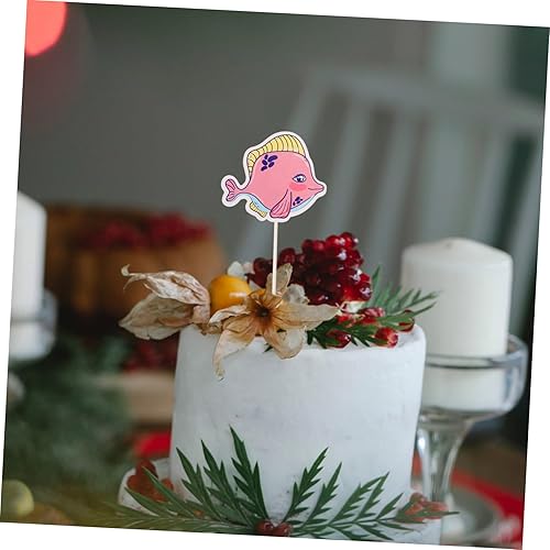 Miniatura 3 de VICASKY 72pcs Birthday Cake Adornment Cupcake Ornaments Cheese Stick Fish Cupcake Toppers Appetizer Pick Sea Theme Party Sea Animal Cake Toppers