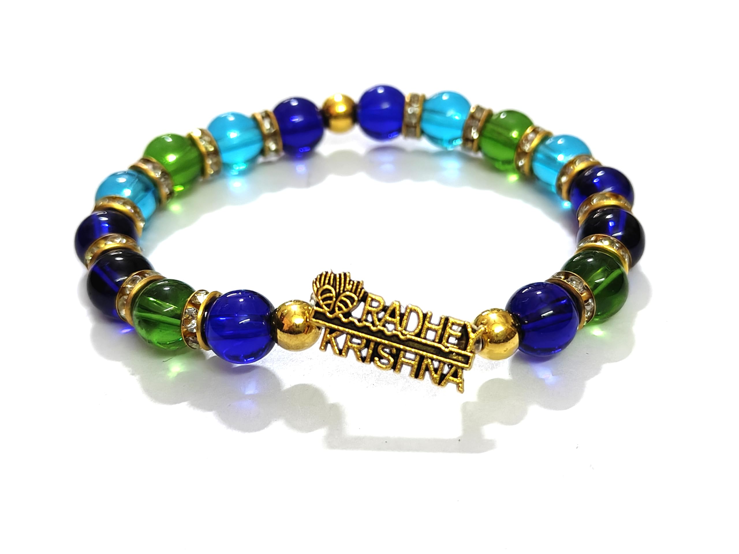 ASTROGHAR Shri Radhey Krishna Golden Plated Charm Multicolour Crystal Bracelet For Men And women (B0CNXT2WVX) Amazon Price History, Amazon Price Tracker