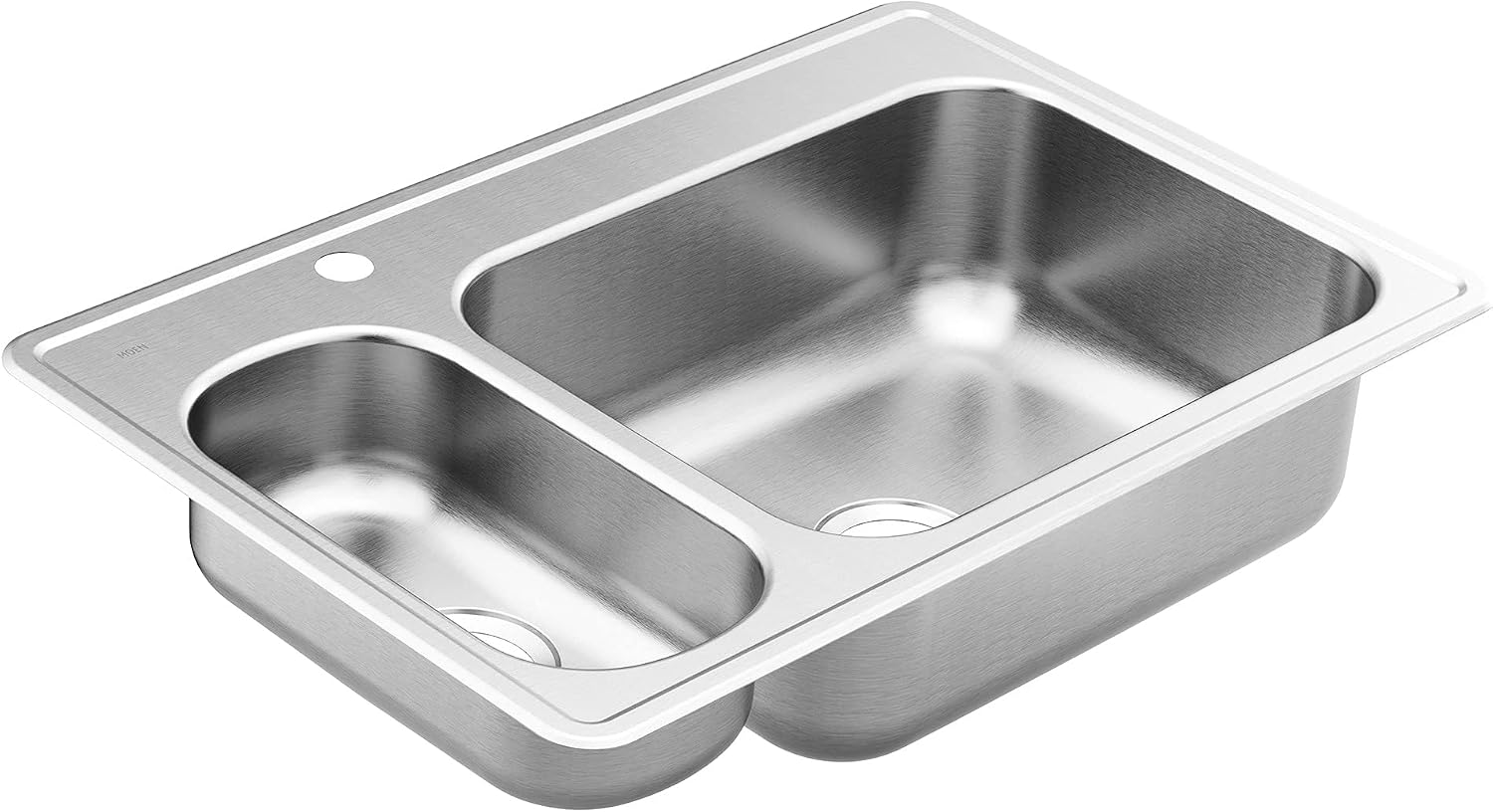 Moen GS202861Q 2000 Series 33-inch 20 Gauge Drop-in Double Bowl Stainless Steel Kitchen Sink, Featuring QuickMount