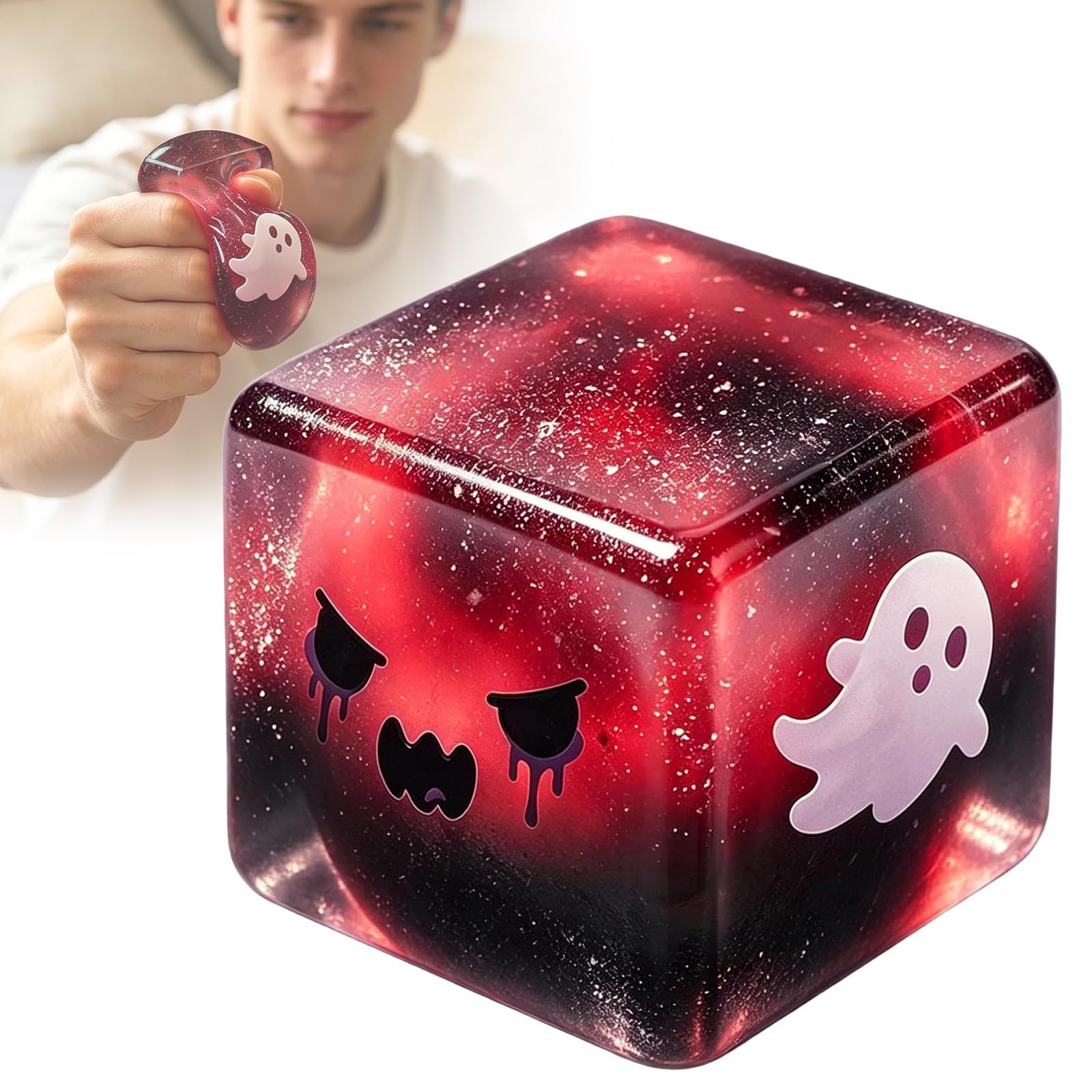 Squishy Stress Relief Ball, Crunchy Squeeze Fidget Toy for Halloween Office Home Party Gift Desktop Decoration (H-Black) — image 1