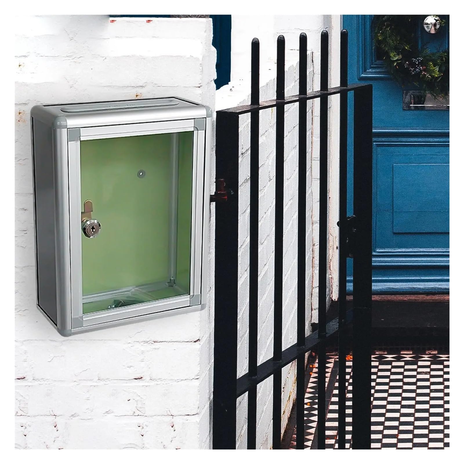 FGJsfhrDTU Letter Box, Collection Box Money Locking Mailbox Wall Mount for Customer Center Business Hotel Home(Front port)(Top Port)