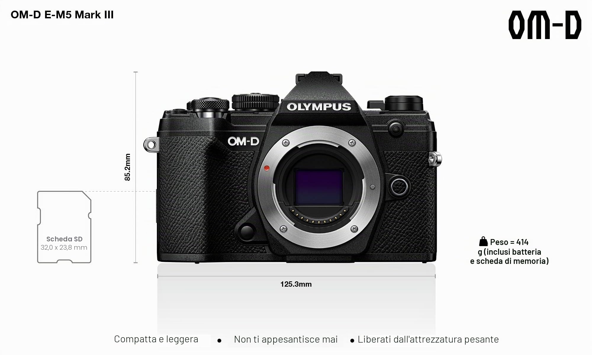 Olympus E-M5II Body Fotocamera Professionale OM-D EM5 Mark II, Nero