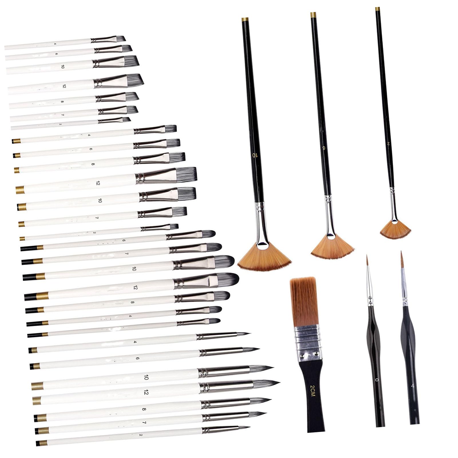 Set di Pennelli Professionali, Setole in Nylon Portatili Set di Pennelli Artistici Pennelli per Pittura Guazzo per Acquerello a Olio (Set da 34 pezzi (confezione di sacchetti