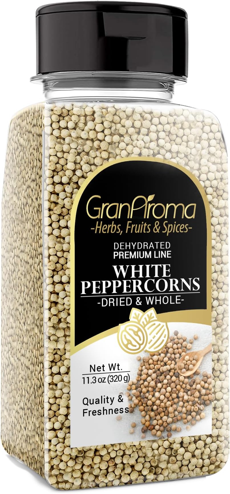 GranAroma White Peppercorns, 11.3 oz, Sauces & Soups, Bright Flavor, Versatile Spice