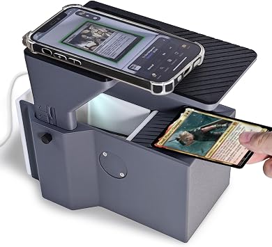 MTG Card Scanner Stand for Unsleeved Standard Size Cards - Pro - Efficiently Scan Trading Cards - Quick MTG Card Price with ManaBox & TCG Scanner for ManaBox Users, Dark Gray, Lighting