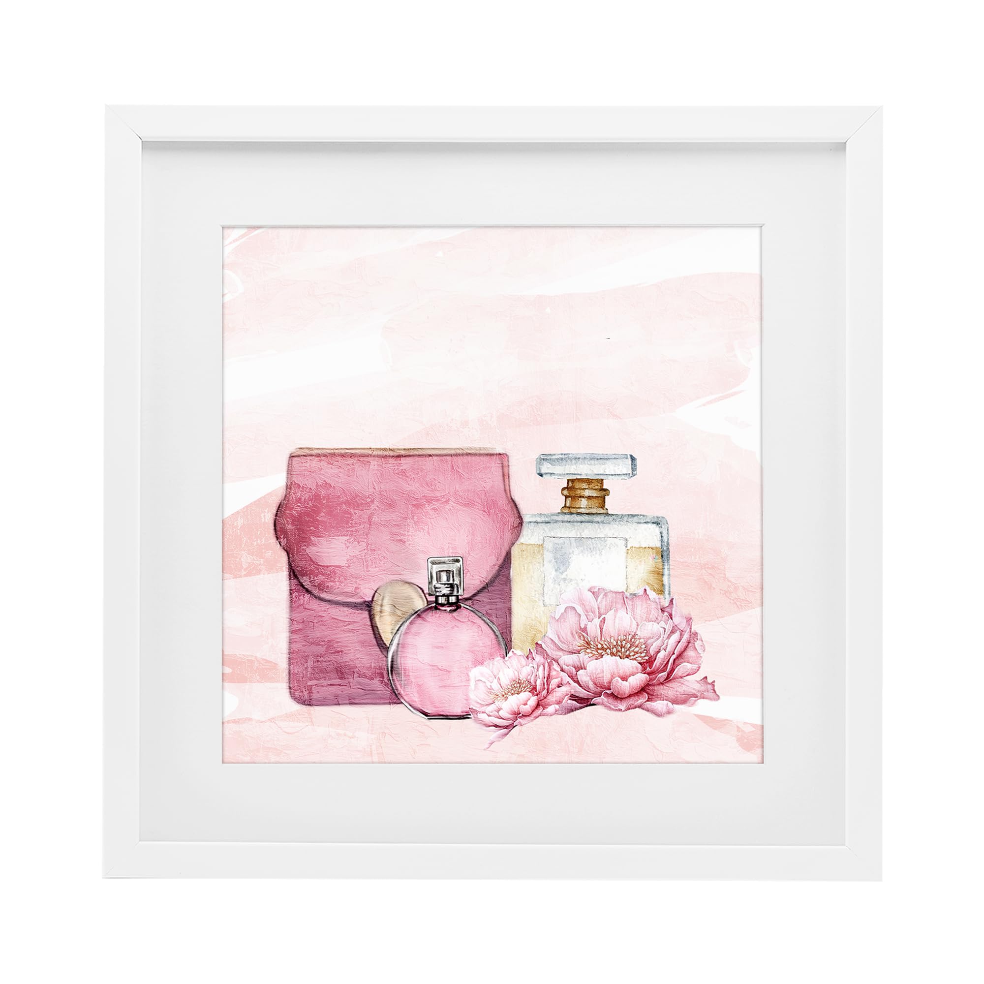 Stupell Industries Blush Floral Perfume Stilllife 'Blush Glam Time Collection'| Framed Print Under Glass