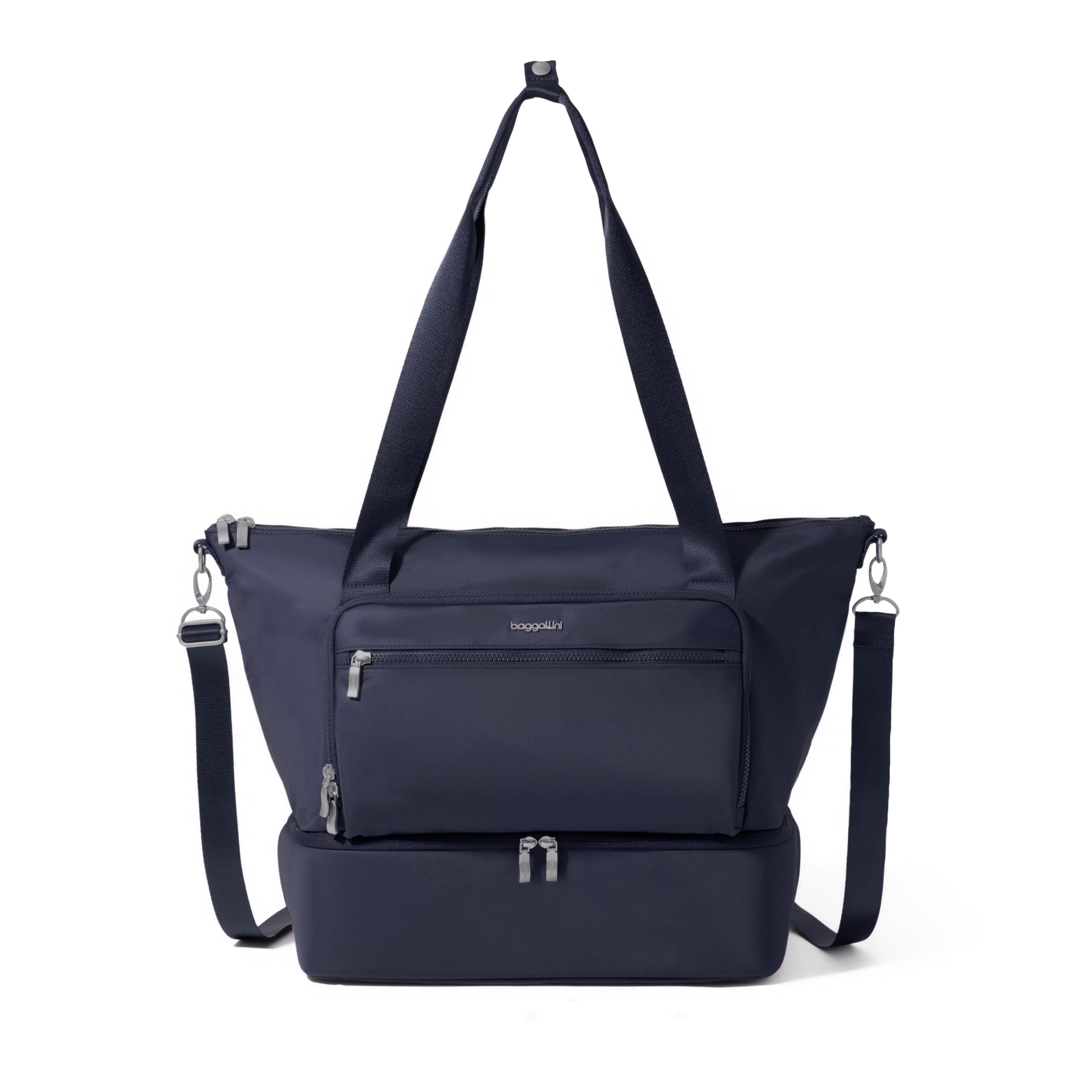 Baggallini Women's Park Ave Overnight Lightweight 14"x20" Travel Essential Weekender Tote Bag One Size French Navy Twill