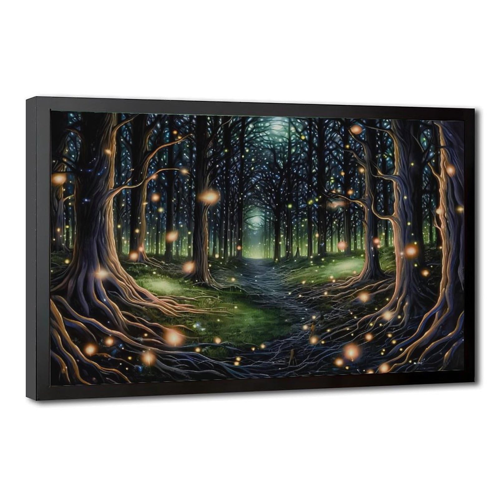 Bareronor Fireflies Forest Aluminum Canvas Poster Bedroom Decor Landscape Office Room Decor Gift 8" L X 12" W