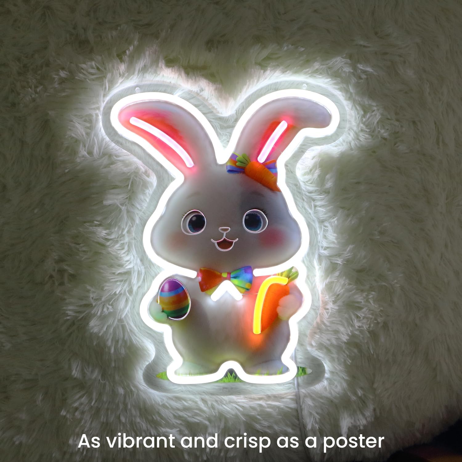 LED Easter Bunny Neon Sign Light Up Rabbit Lights Lighted Animal Neon Signs for Bedroom Dorm Hallway Garage Bar Gaming Room Man Cave Wall Decor Art Gifts