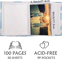 Vista 2 de Álbum de fotos pequeño para niños, 100 bolsillos 4x6, álbum de fotos de bebé para estantería, libro de fotos con cubierta de lino deslizable