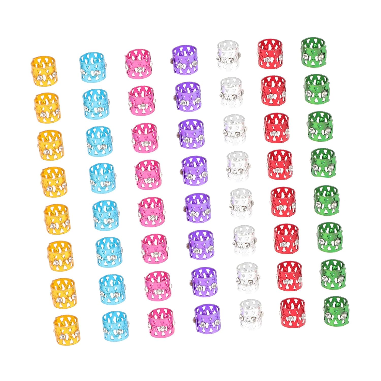 Hair Braids Rings Alloy Dreadlocks Cuffs 50pcs Rhinestone