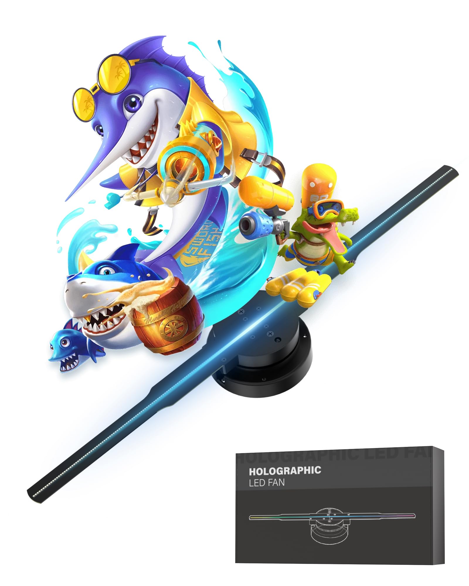 3D Hologram Fan, 16.5" 3D Hologram Projector with Remote/APP/WIFI,Holographic Fan with HD LED 1024*800PX Resolution Picture Spinner Small for Business,Shop,Christmas (42CM)