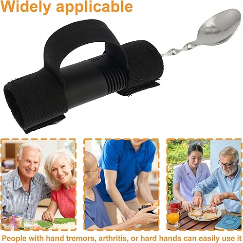 Miniatura 7 de Utensilios adaptativos con correa, utensilios con peso ajustable en ángulo, asas antideslizantes, utensilios ergonómicos construidos, cubiertos