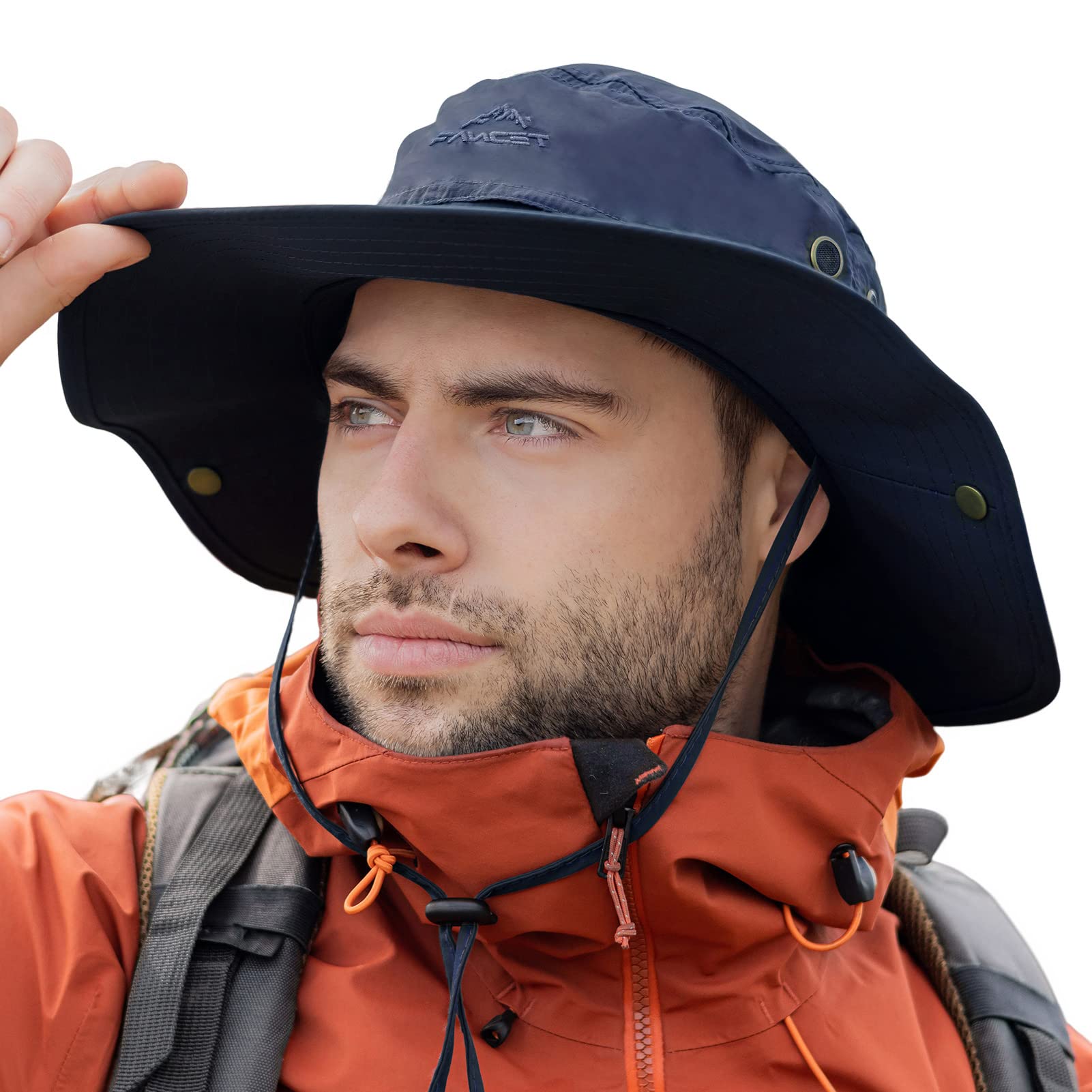Comhats Sombrero de sol grande para hombre, XL a XXL, de ala ancha, para safari, UV, para verano, al aire libre, senderismo, pesca, caminar, impermeable y resistente al viento, 60-66 cm