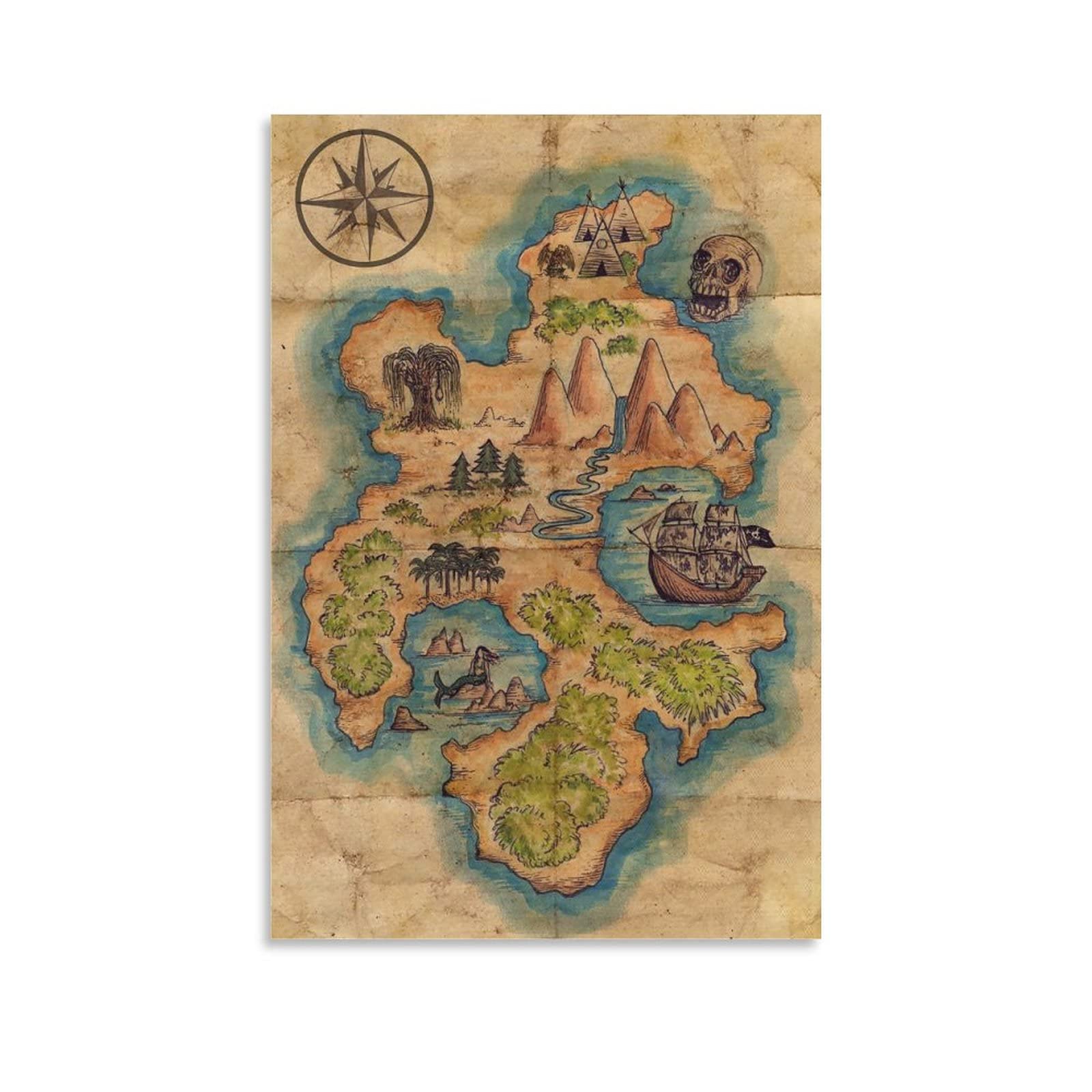 KJHNeverland Map Scrolls Poster Decorative Painting Canvas Wall Art Living Room Posters Bedroom Painting 16x24inch(40x60cm)