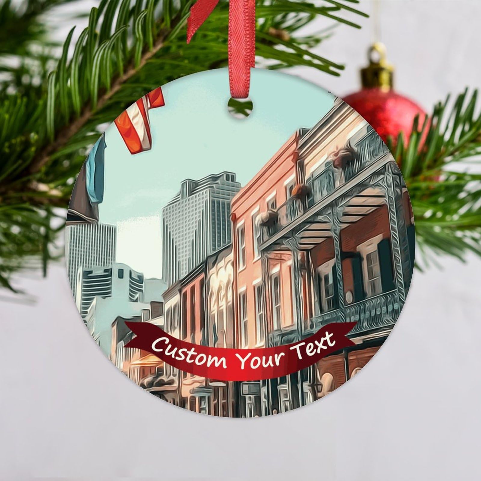 LMMIXEE New Orleans Personalized Christmas Ornaments 2024 New Orleans Themed Christmas Tree Ornaments Ornament Customized Travel Lovers Keepsake Gift for Friends/Tour 3 Inch