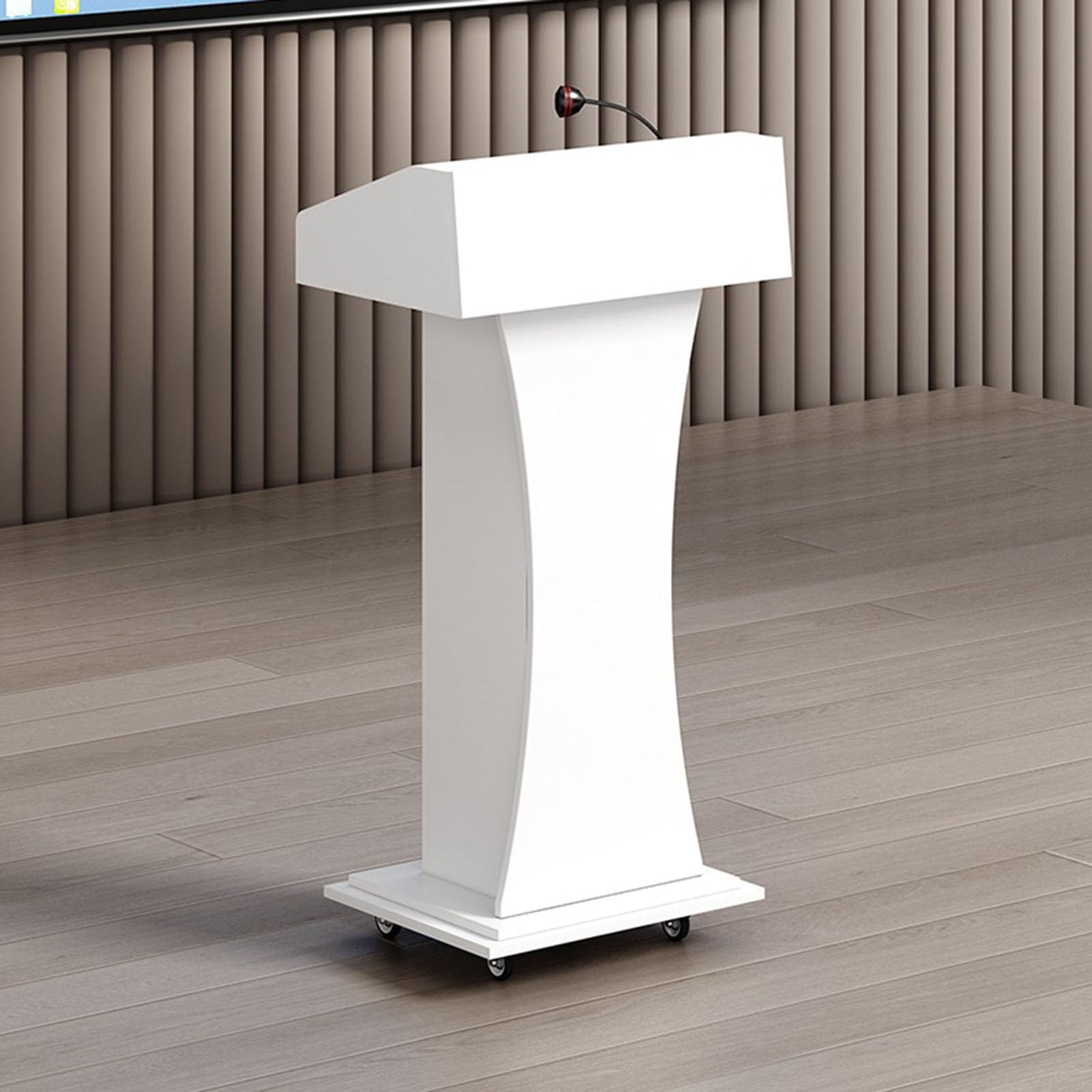CGCSYZ Wooden Floor Standing PodiumMobile Lectern for Teachers Conference Presentations Wedding Speeches Church Pulpit Meeting Rooms Auditoriums Adjustable Height (Bianco)