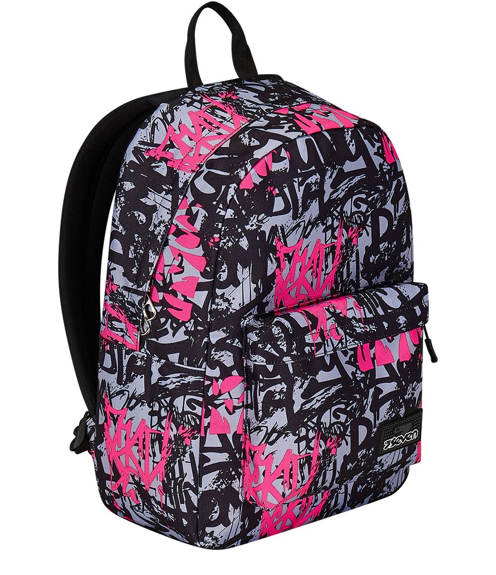 Seven ImusicPack - Mochila de un solo compartimento, rosa y negro, con auriculares inalámbricos incluidos, bolsillo para PC, mochila de viaje y escuela, para niños y adolescentes, Rosa, Talla única