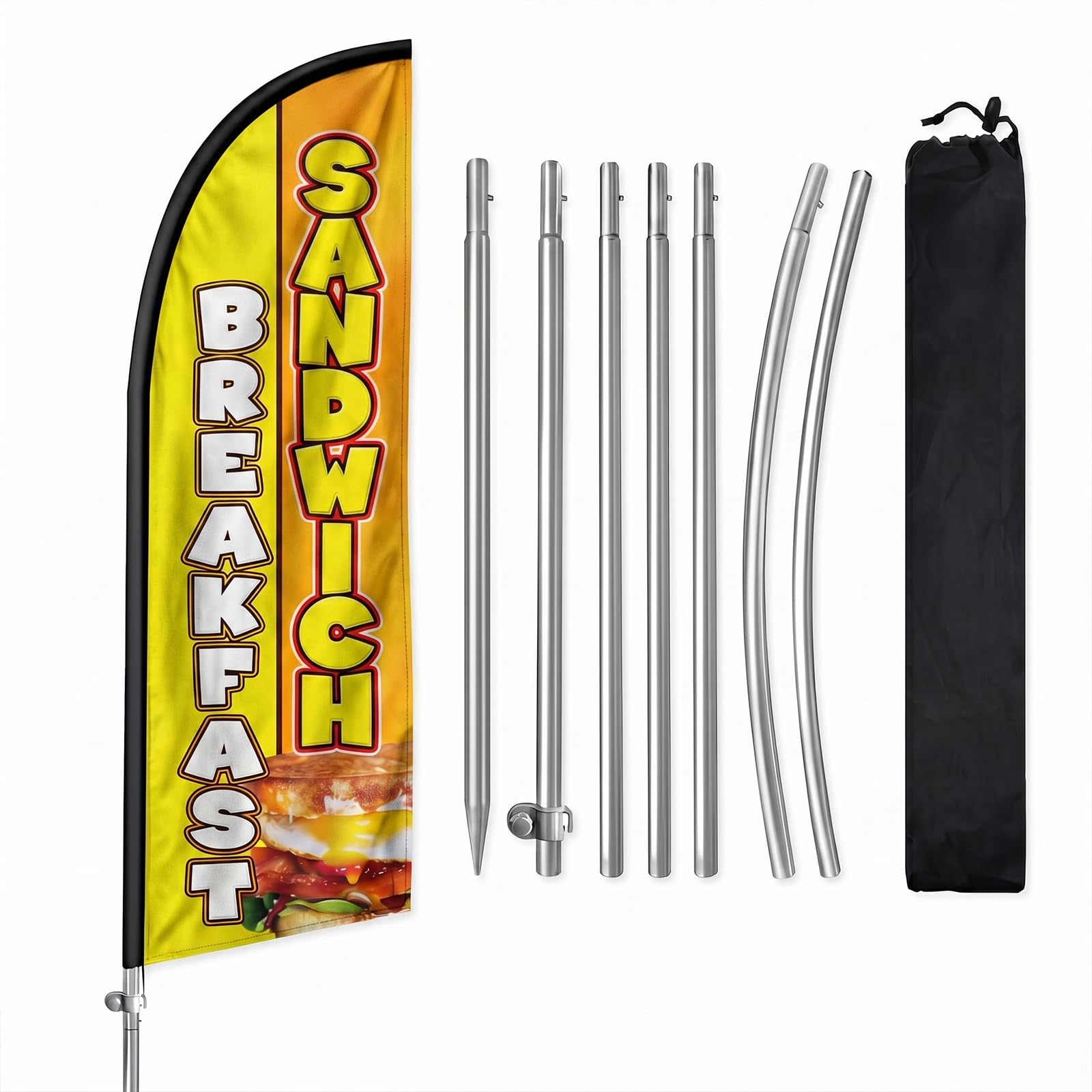 Drapeau de sandwich de 2,4m QSUM en polyester et mât en alliage d'aluminium - 7