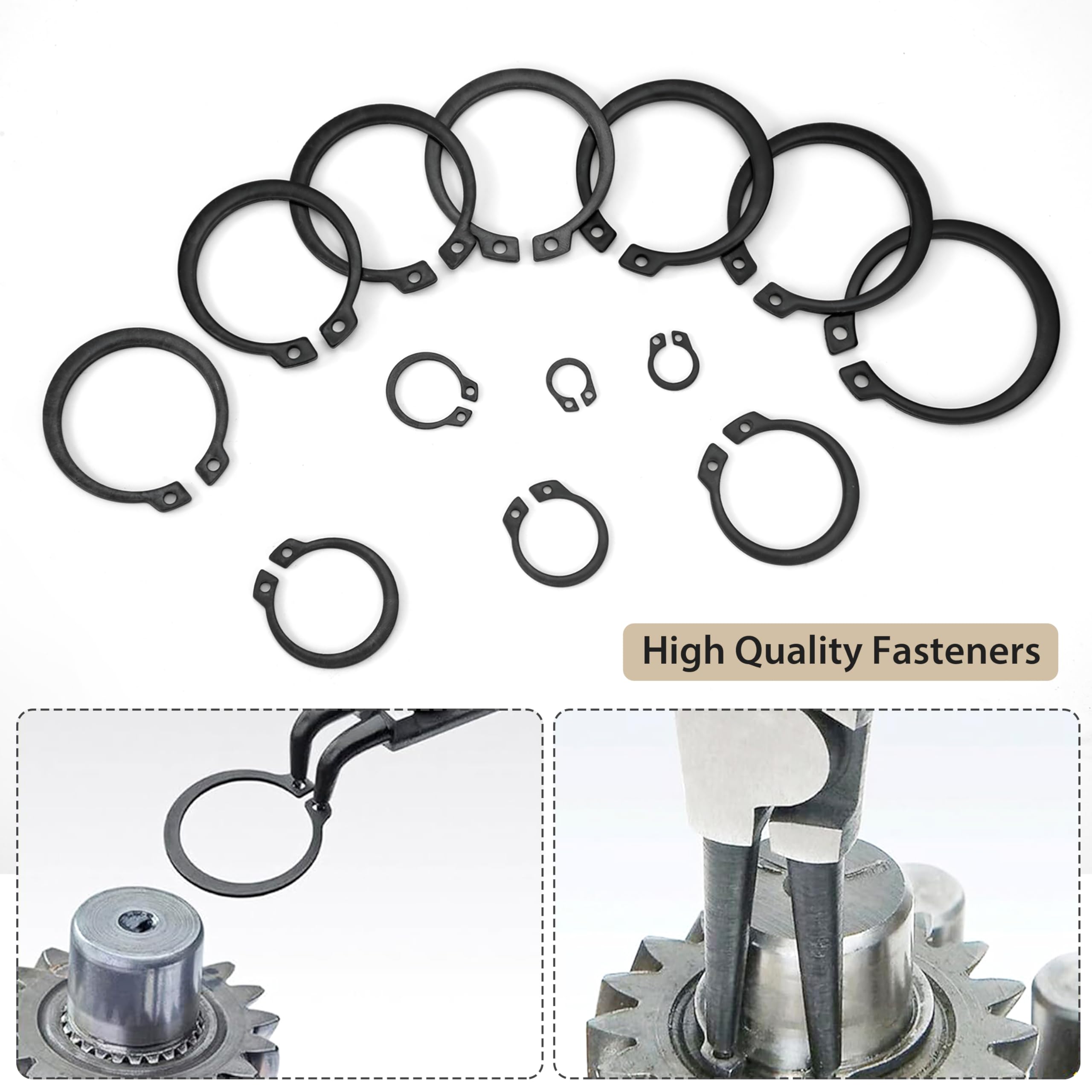 Anello di Sicurezza C-clip, 32 mm Anelli di Fissaggio a Scatto Acciaio al Carbonio Circlip Esterni Anelli Elastici di Sicurezza per Cuscinetti, Motocicli, Hardware (50 Pezzi)