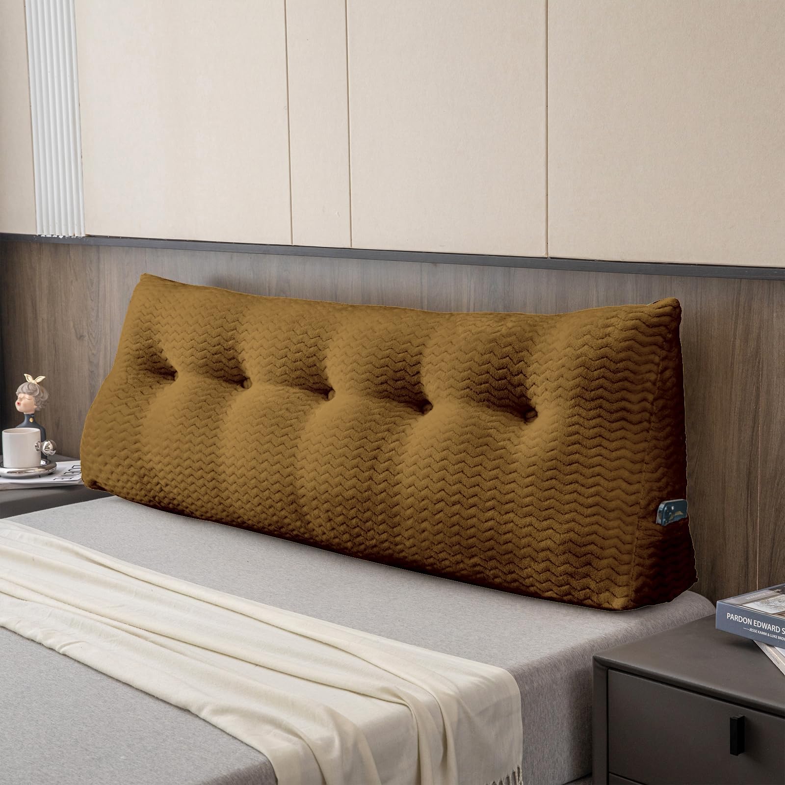 Large Bolster Triangular Headboard Wedge Backrest Positioning Support Bed Rest Reading Pillows Headboard Wedge Pillows for Day Bed with Removable Cover