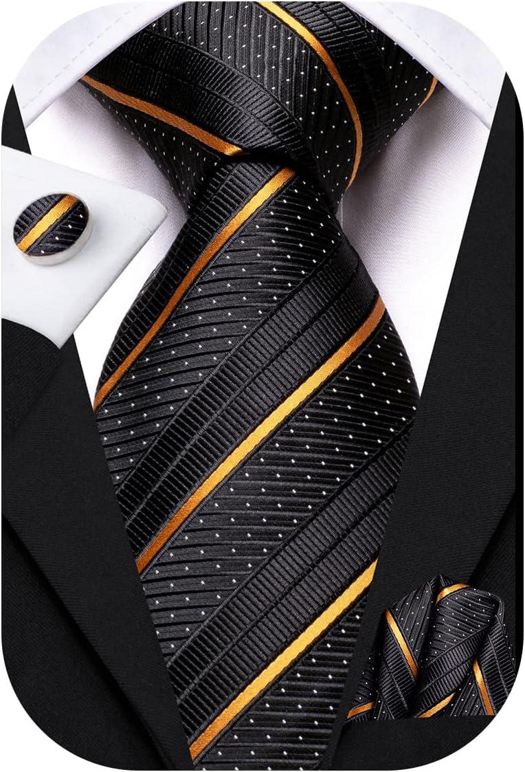 Silk Paisley Necktie and Pocket Square Cufflinks Set