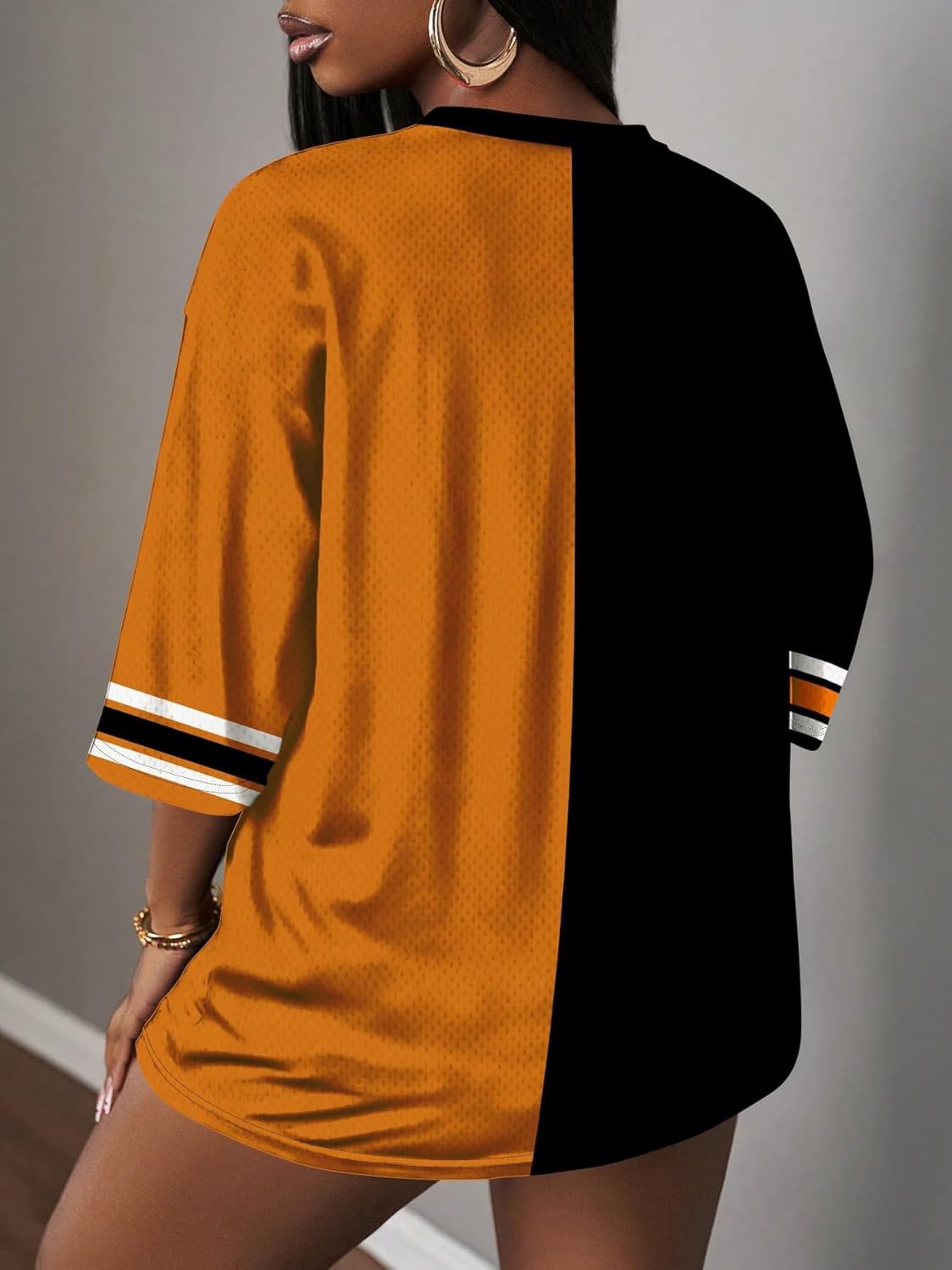 Women's Jersey Shirts Oversized V Neck Short Sleeve Tops Number Graphic Tees Sports Streetwear Summer Clothes