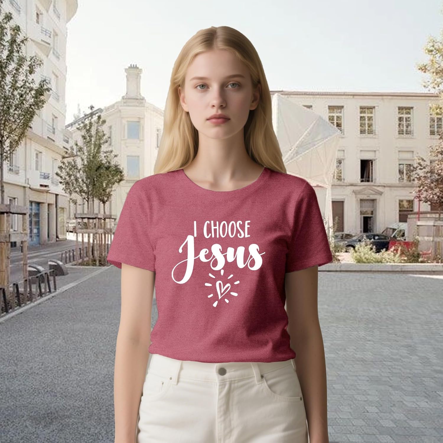 Christian Shirts for Women Jesus T-Shirt I Choose Jesus Tee Tops - Image 4