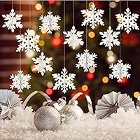 Vista 1 de Decoraciones de copo de nieve colgantes de Navidad de invierno, 12 piezas, guirnalda de copos de nieve colgantes para Navidad, invierno, país
