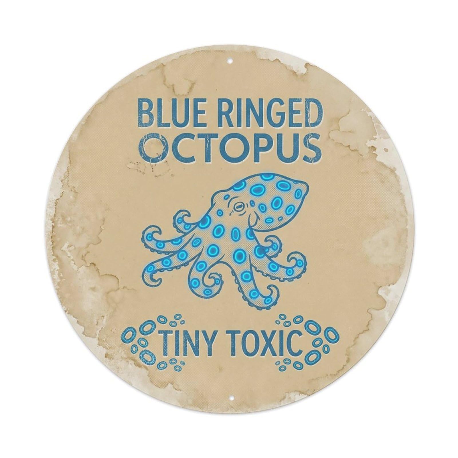 Cxhjca 8X8inch(20X20cm) Blue Ringed Octopus Tiny Toxic Metal Tin Sign