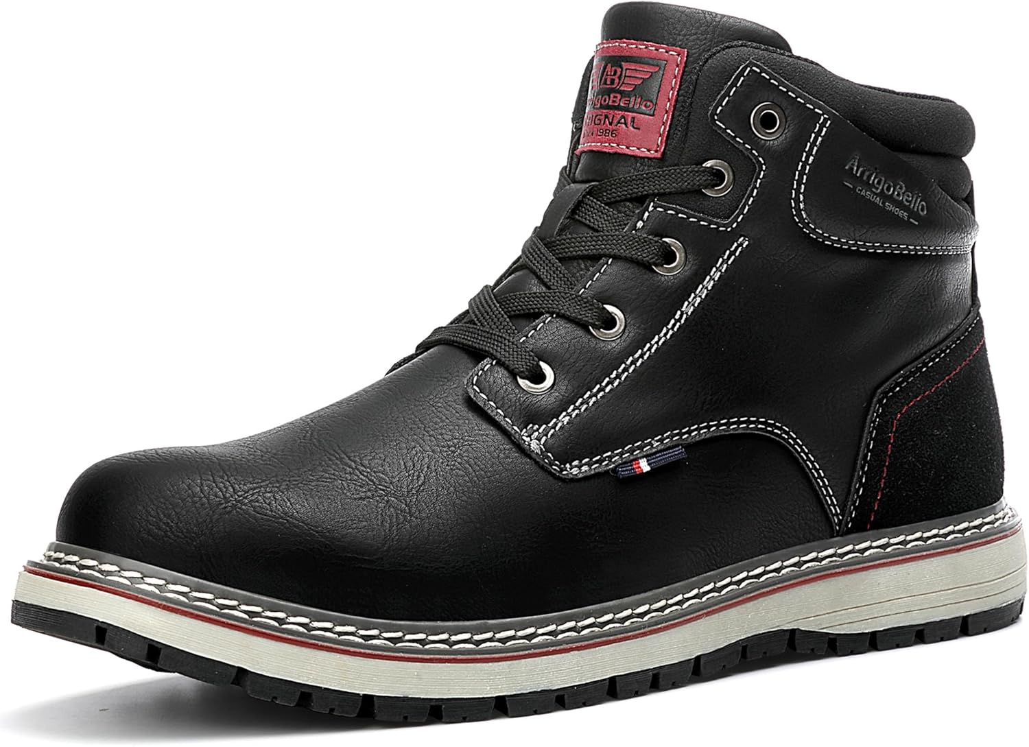 ARRIGO BELLO Mens Winter Boots Snow Casual Booties Warm Fur Mesh Lined Ankle Outdoor Lightweight Non-Slip Trekking Walking Leather Shoes