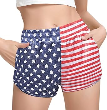 Womens Yoga Hot Shorts Elastic Waist Shiny Metallic Short Pants