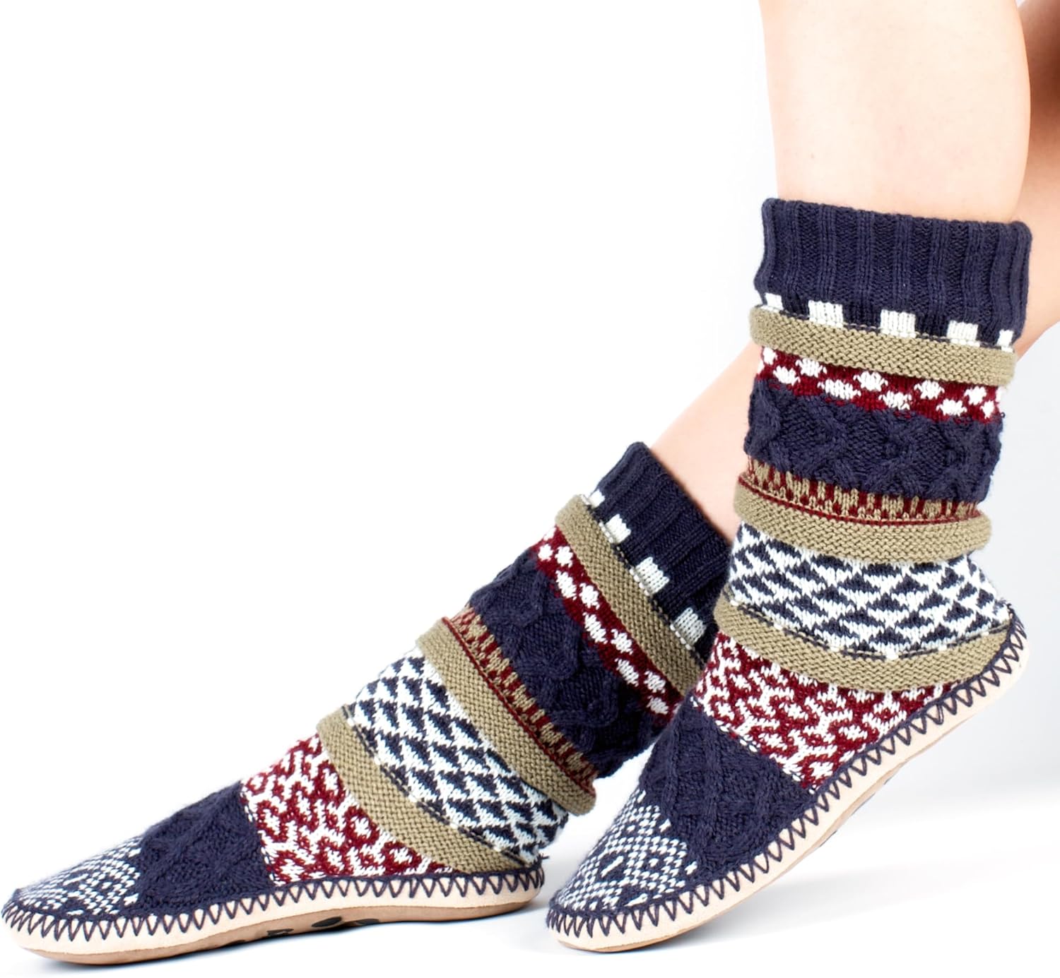 cosyone1997 Women’s Slipper Socks Warm Fuzzy Knit Soft Sole Socks with Gripper Soles for Indoor Winter Wear - Image 6