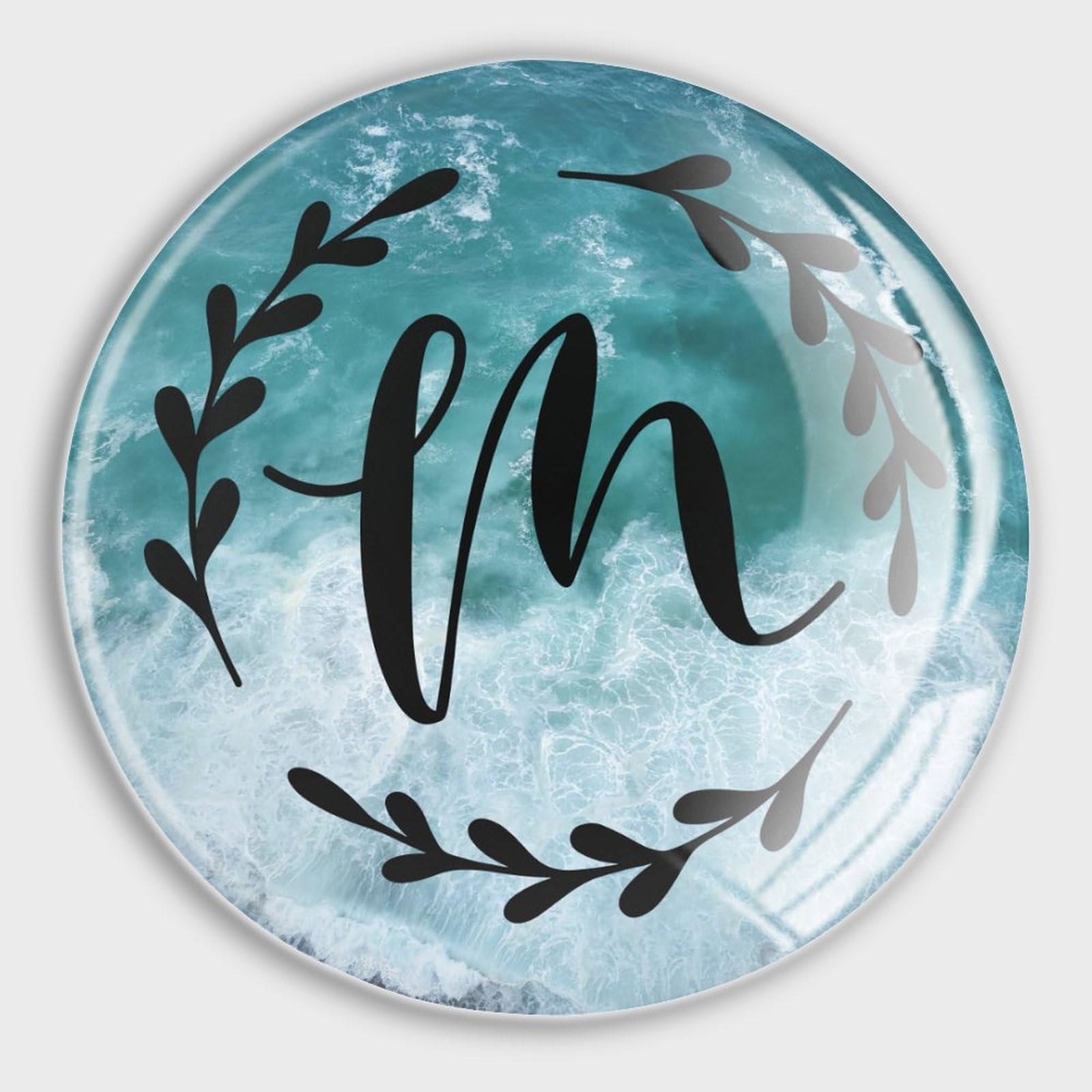 Imanes de nevera con monograma inicial M para pizarra blanca, alfabeto, corona floral, vidrio, imanes fuertes de vidrio para nevera, imanes para el hogar, oficina, cocina, pizarra, 4 piezas