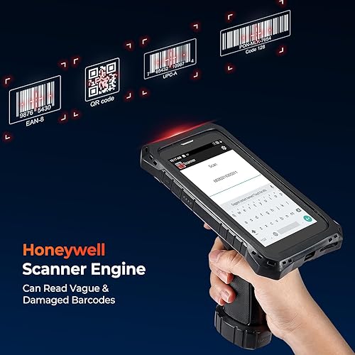 Miniatura 2 de MUNBYN Escáner de código de barras Android, lector de código de barras Honeywell N6703 2024 con empuñadura de pistola, pantalla táctil de 5.5