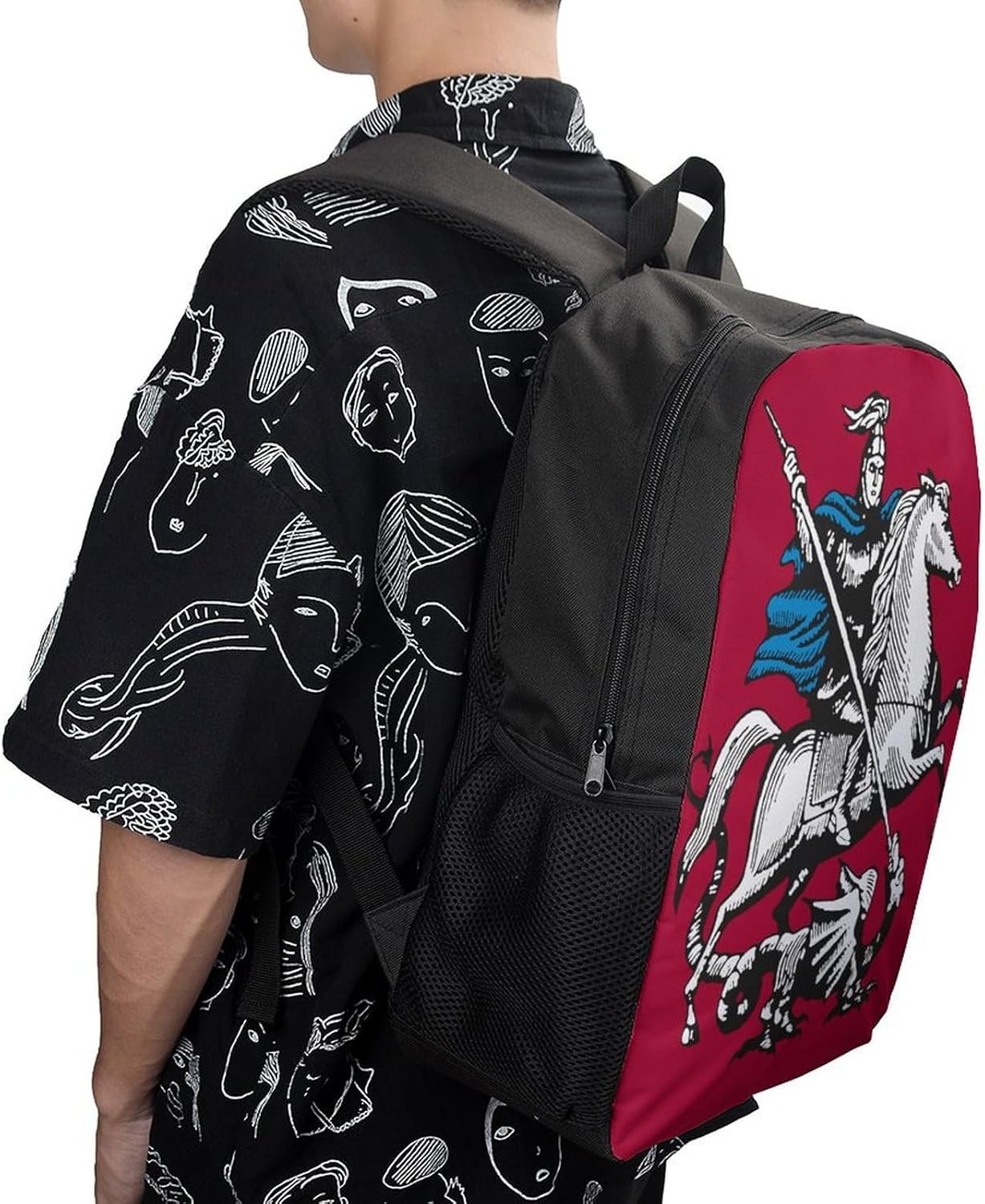 Flag of Moscow Russia Unisex Backpack 17" Casual Daypacks Simple Shoulders Bag for Camping Hiking Travel Gear