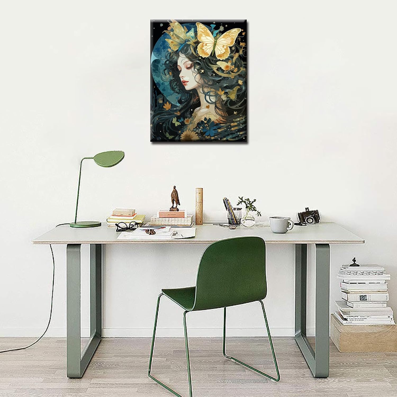 Tucocoo Girl Portrait Paint by Numbers Kits with Brushes and Acrylic Pigment on Canvas Painting for Adults, Beautiful Fantasy Woman Arts Crafts Project for Home Decor Gifts 16''x20'' (DIY Framed)