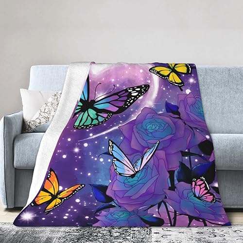 Fiokroo Manta de forro polar con diseño de copos de nieve de invierno, manta de forro polar ultra suave, manta de microfibra a cuadros de copos de