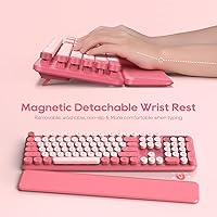 Vista 2 de Wireless Keyboard and Mouse Combo - Round Keycaps, Full-Size Retro Typewriter Keyboard with Detachable Wrist Rest, Sleep Mode & Tilt Legs, 2.4GHz