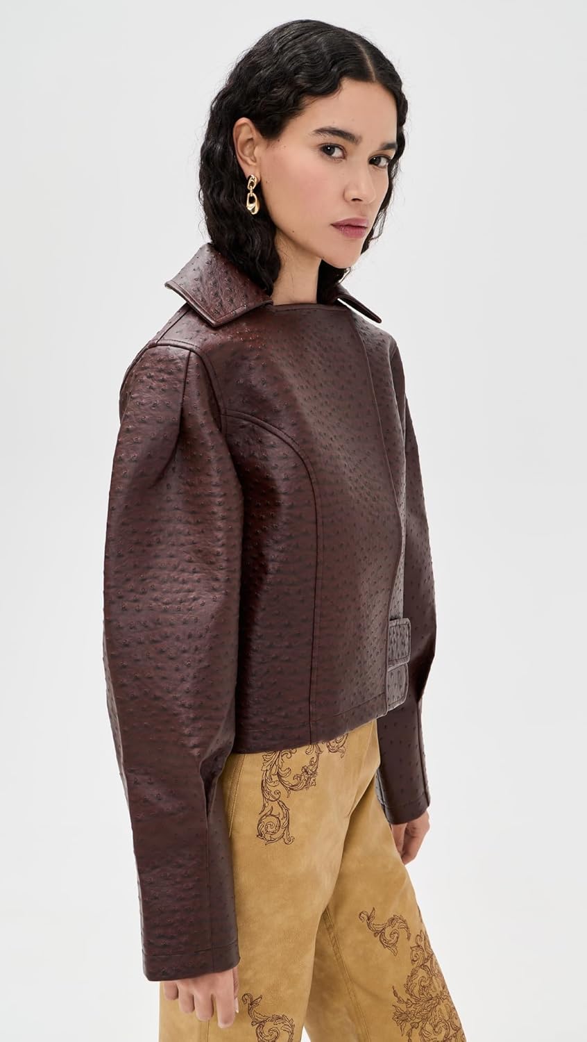 Yellow the Label Women's Oliver Faux Ostrich Leather Jacket