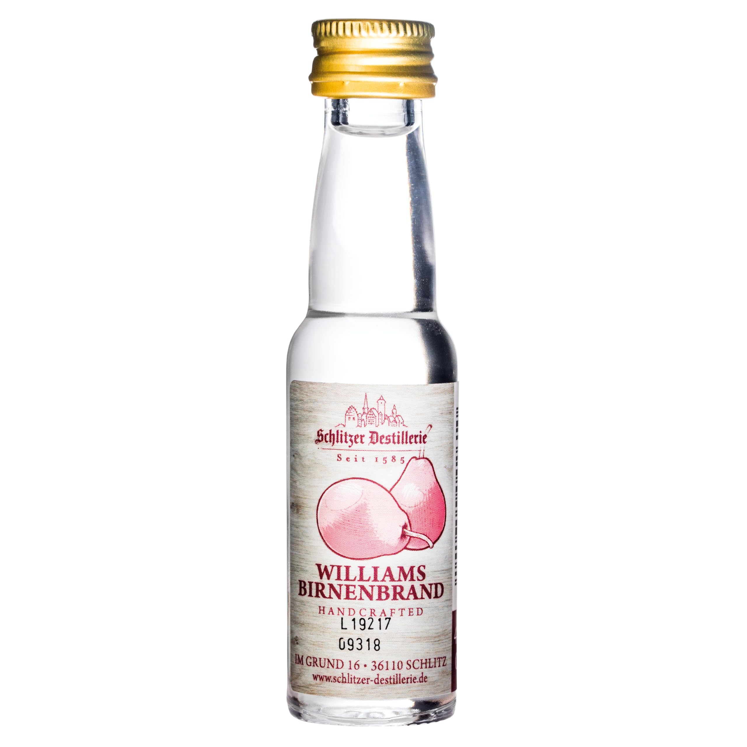 Schlitzer Williams Christ-Birnen-Brand Minis 40% vol. (25x 0,02 l) – Hochwertiger Obstbrand aus vollreifen Williams-Christ-Birnen, fruchtig & mild, ideal als Digestif, Geschenk oder für unterwegs