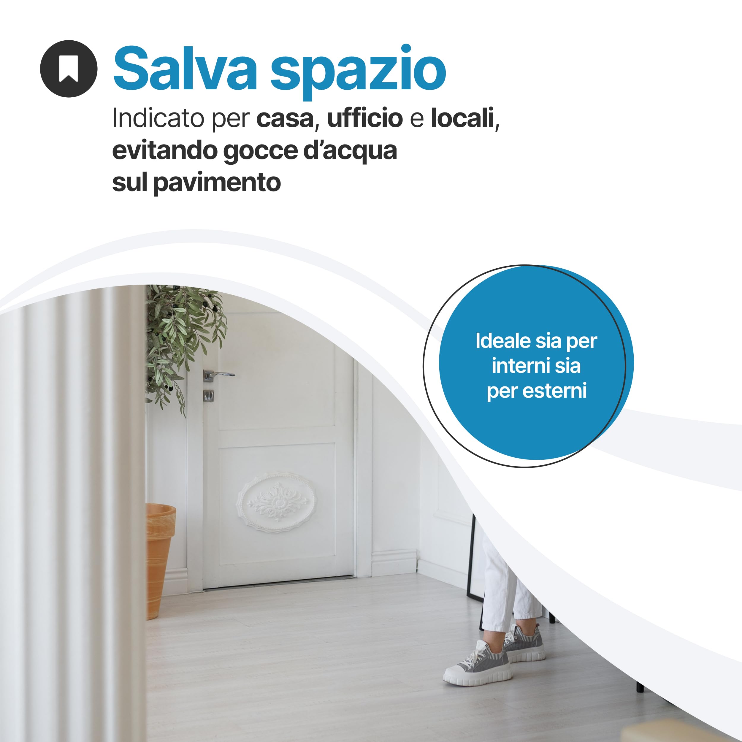 Tomaino - Portaombrelli da Interno ed Esterno 24x26x55 cm per Ingresso Casa, Negozio e Ufficio - Portaombrelli Nero in Plastica Resistente - Fino a 15 Ombrelli