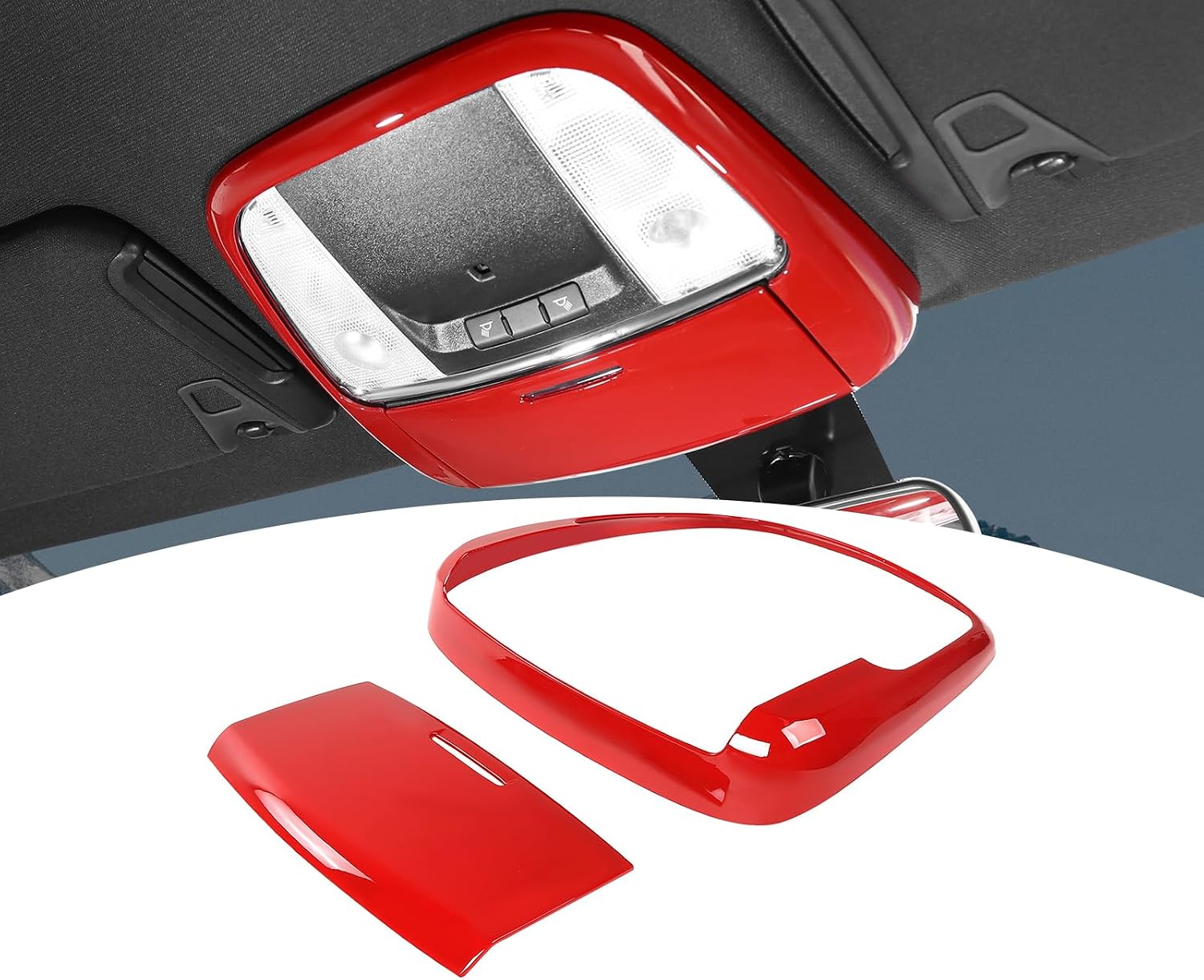 for Durango Overhead Console Panel Dome Light Cover Trim for Charger/Durango/300C 2011-Present Red Interior Accessories 2pcs