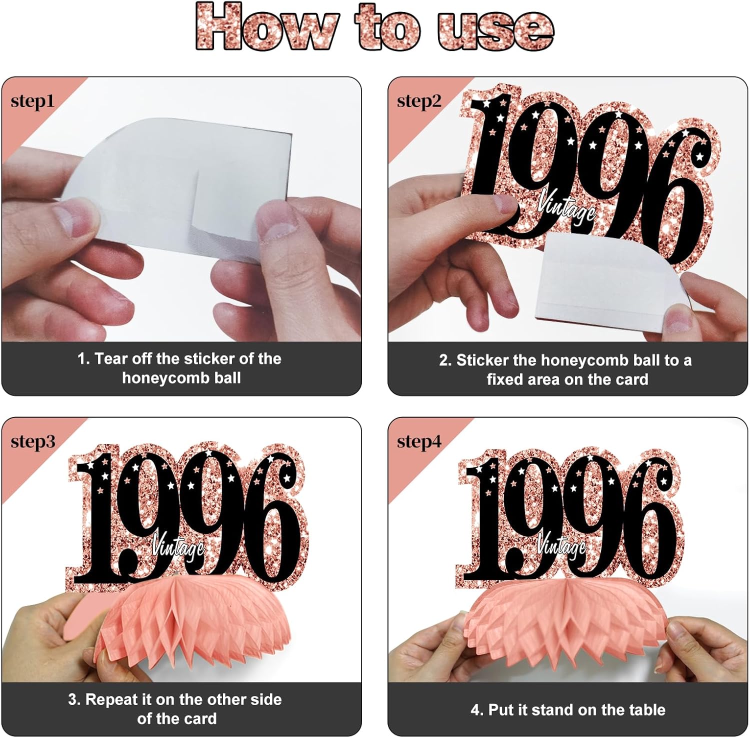 11Pcs 30th Birthday Decorations Kit for Women, Rose Gold Happy 30th Birthday Banner, Awesome Since 1996 Centerpieces Swirls Party Supplies, Thirty Bday Banner Ceiling Table Topper Sign - Image 6