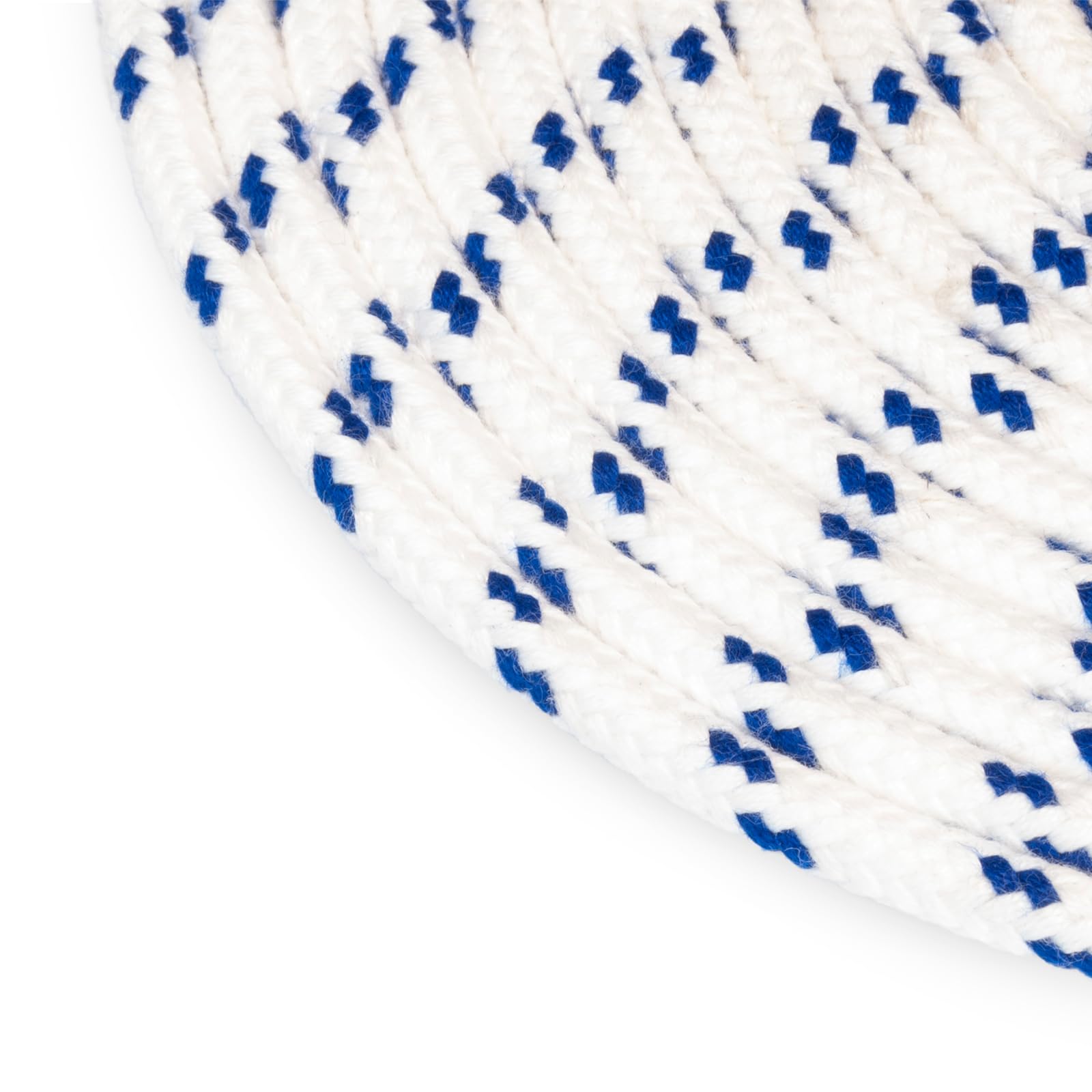 Polyesterseil – 12mm – 30m – Weiss mit blau Flecken – Schotseil – Kordel – 16-Fach geflochten – guter Griff